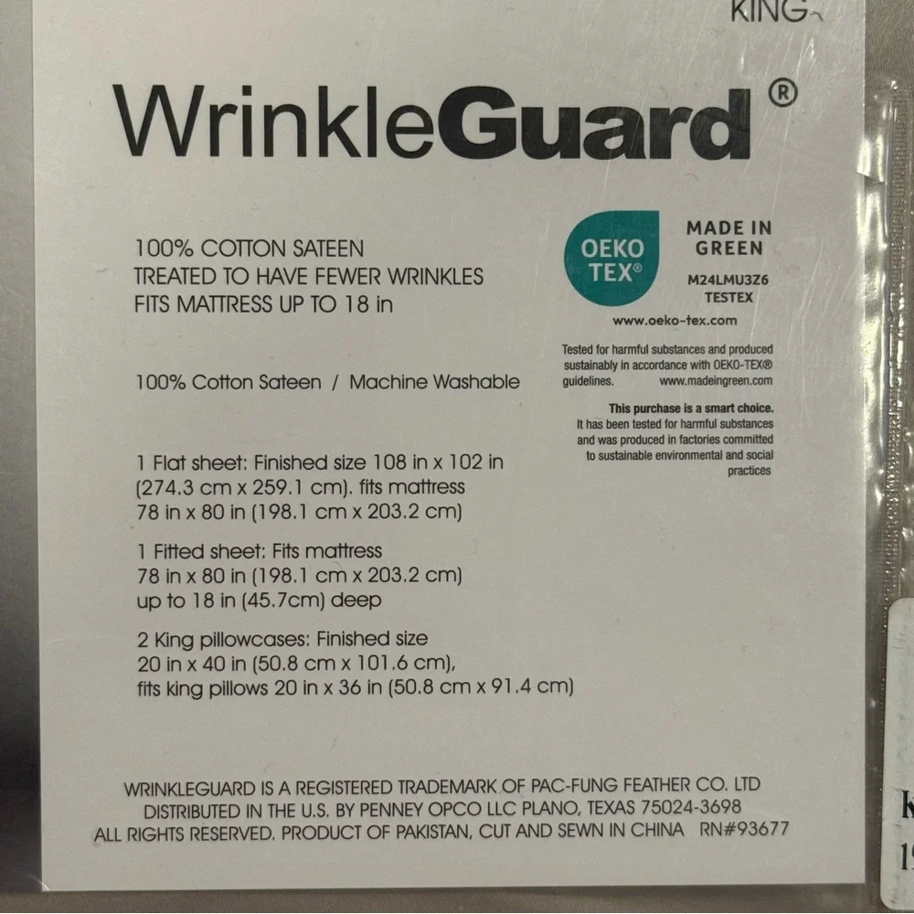 WrinkleGuard 400 Thread Count Luxury King Sheet Set- Beige. Very soft.